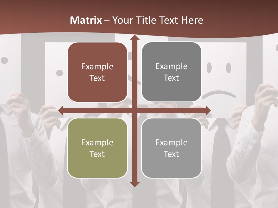 A Group Of People Holding Up Masks With Faces Drawn On Them PowerPoint Template