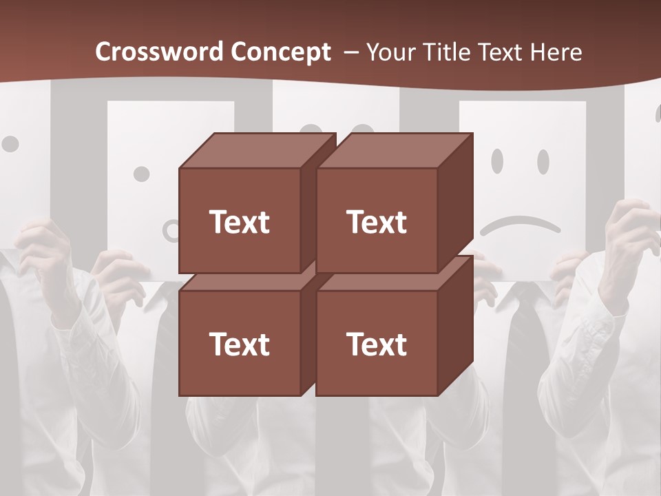A Group Of People Holding Up Masks With Faces Drawn On Them PowerPoint Template