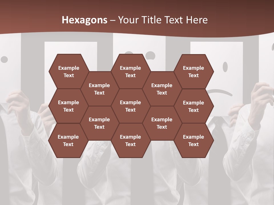 A Group Of People Holding Up Masks With Faces Drawn On Them PowerPoint Template