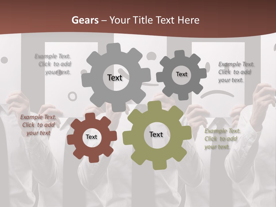 A Group Of People Holding Up Masks With Faces Drawn On Them PowerPoint Template