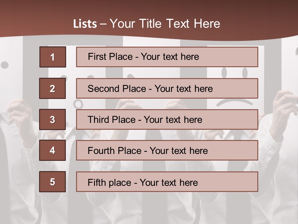 A Group Of People Holding Up Masks With Faces Drawn On Them PowerPoint Template