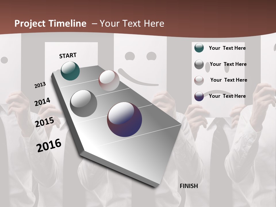 A Group Of People Holding Up Masks With Faces Drawn On Them PowerPoint Template