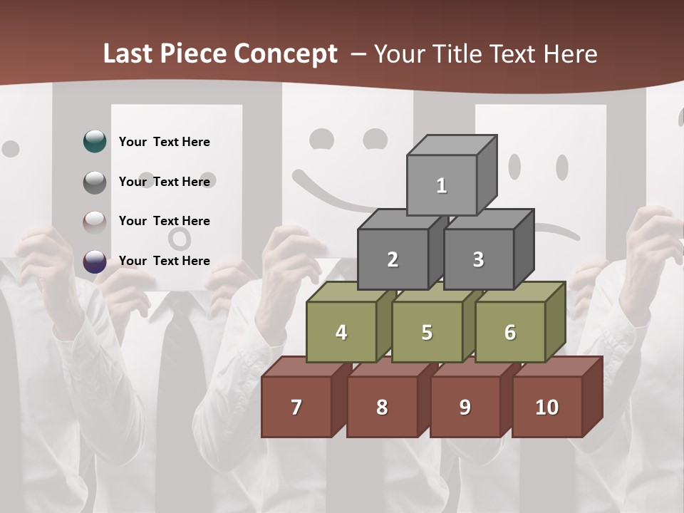 A Group Of People Holding Up Masks With Faces Drawn On Them PowerPoint Template