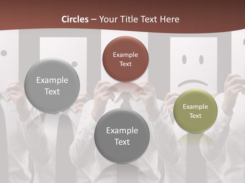 A Group Of People Holding Up Masks With Faces Drawn On Them PowerPoint Template