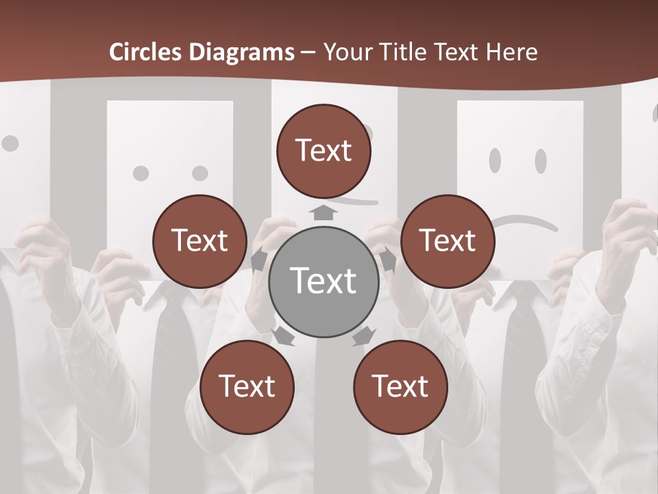 A Group Of People Holding Up Masks With Faces Drawn On Them PowerPoint Template