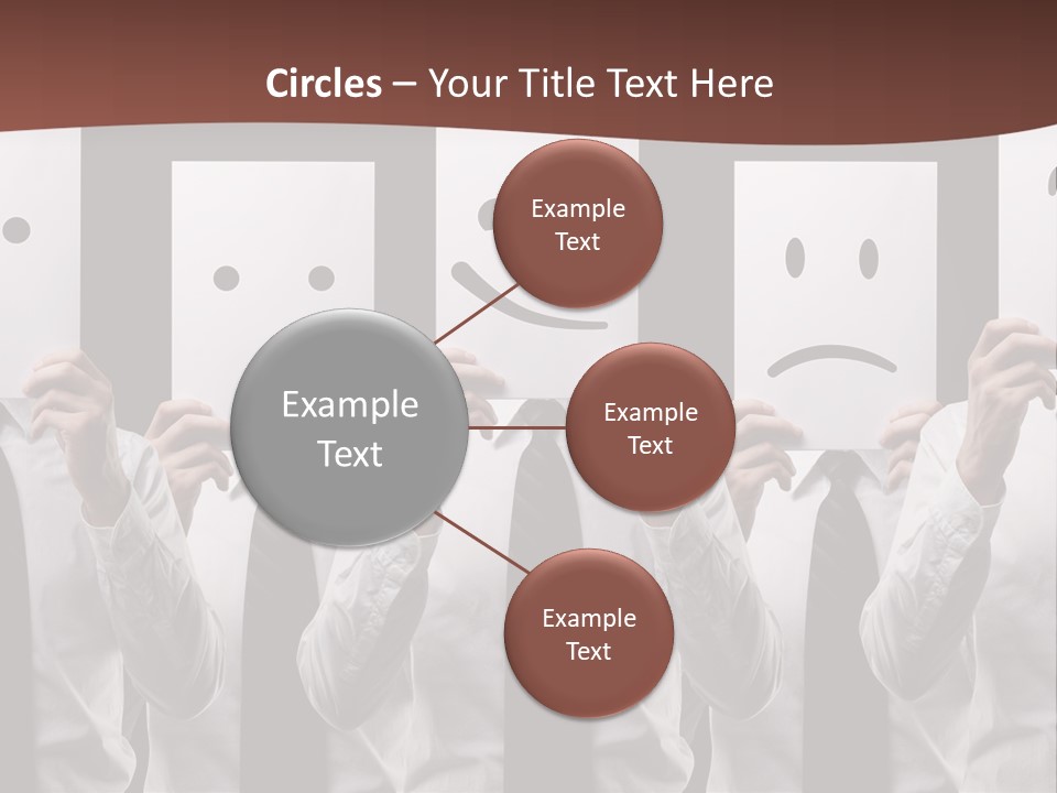 A Group Of People Holding Up Masks With Faces Drawn On Them PowerPoint Template