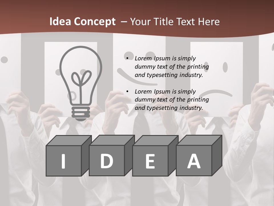 A Group Of People Holding Up Masks With Faces Drawn On Them PowerPoint Template