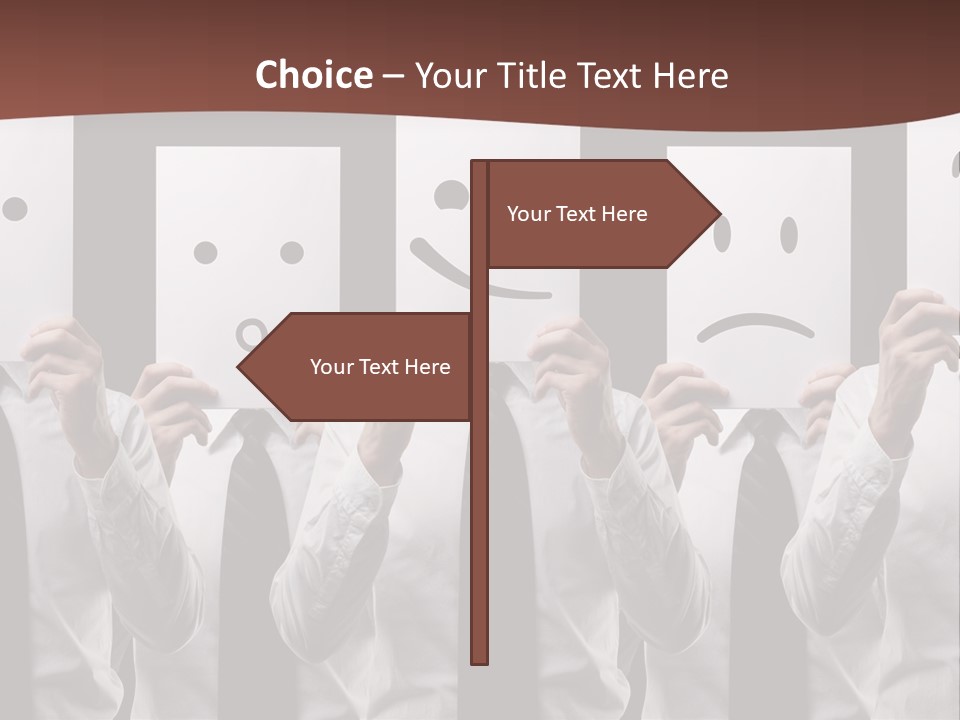 A Group Of People Holding Up Masks With Faces Drawn On Them PowerPoint Template