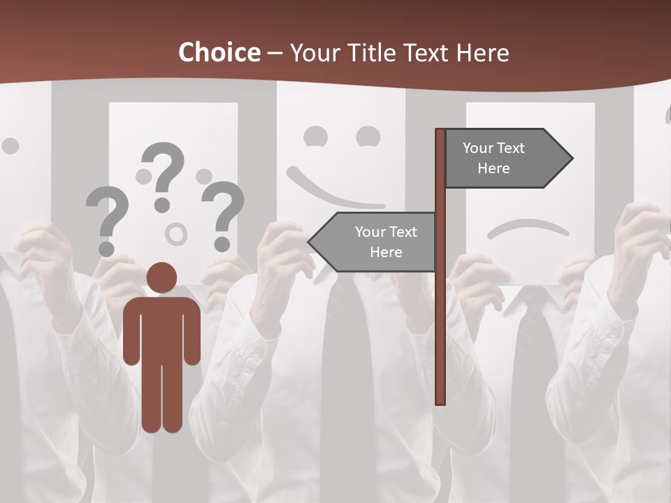 A Group Of People Holding Up Masks With Faces Drawn On Them PowerPoint Template