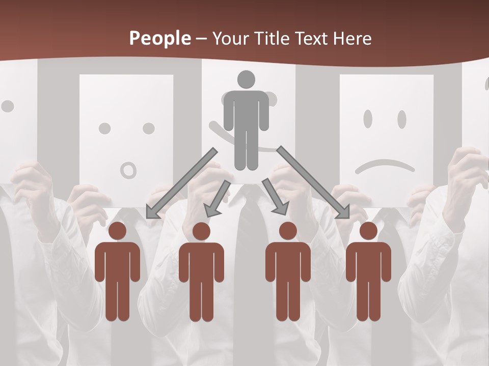 A Group Of People Holding Up Masks With Faces Drawn On Them PowerPoint Template