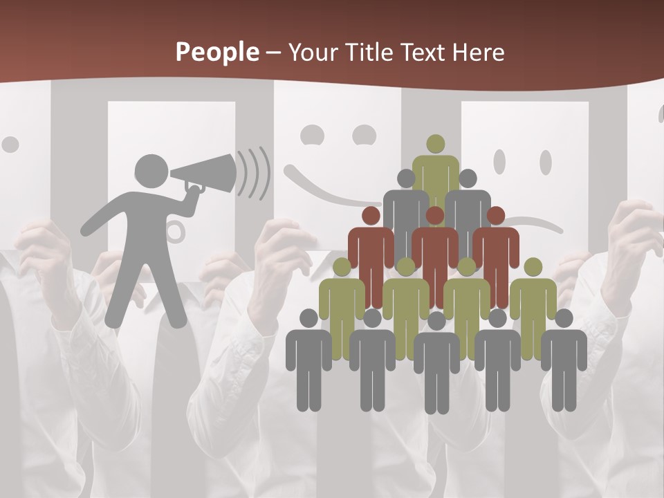 A Group Of People Holding Up Masks With Faces Drawn On Them PowerPoint Template