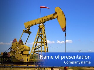 An Oil Pump With A Blue Sky In The Background PowerPoint Template