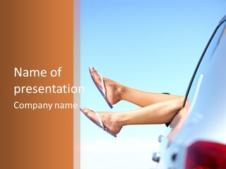A Woman's Legs Sticking Out Of The Back Of A Car PowerPoint Template