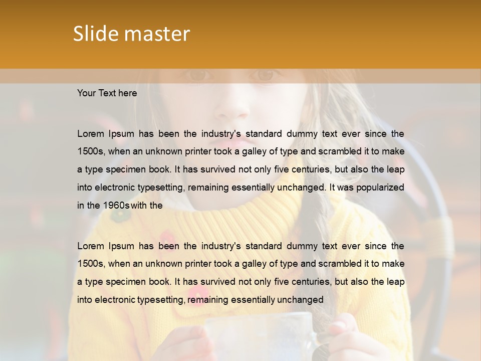 A Little Girl Sitting On A Bench Holding A Cup Of Coffee PowerPoint Template