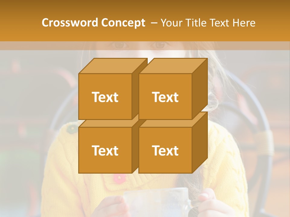 A Little Girl Sitting On A Bench Holding A Cup Of Coffee PowerPoint Template