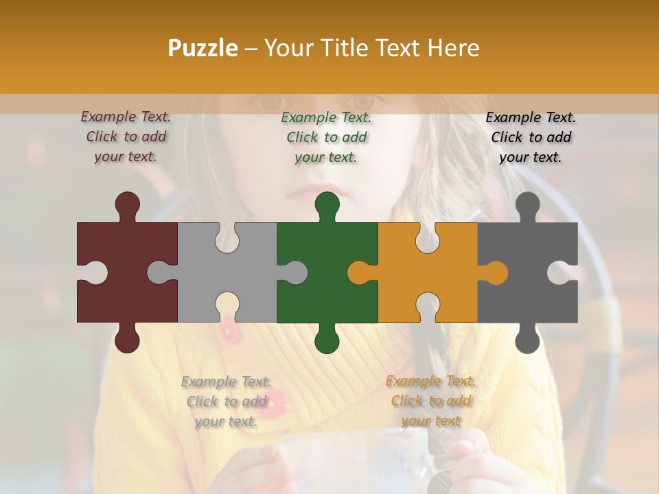 A Little Girl Sitting On A Bench Holding A Cup Of Coffee PowerPoint Template