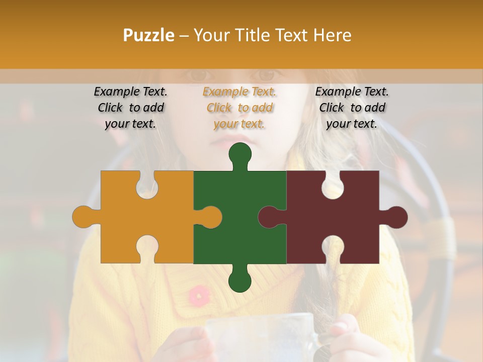 A Little Girl Sitting On A Bench Holding A Cup Of Coffee PowerPoint Template