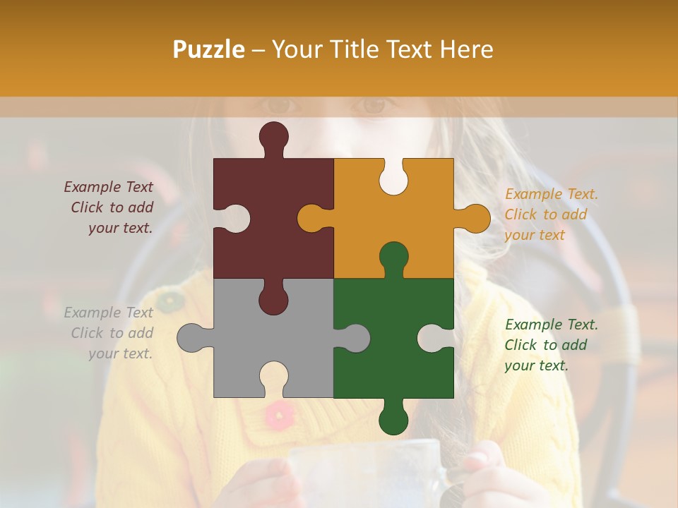 A Little Girl Sitting On A Bench Holding A Cup Of Coffee PowerPoint Template