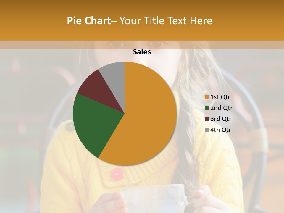 A Little Girl Sitting On A Bench Holding A Cup Of Coffee PowerPoint Template