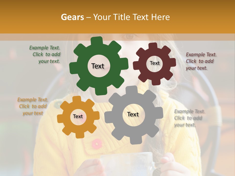 A Little Girl Sitting On A Bench Holding A Cup Of Coffee PowerPoint Template