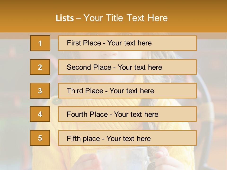 A Little Girl Sitting On A Bench Holding A Cup Of Coffee PowerPoint Template