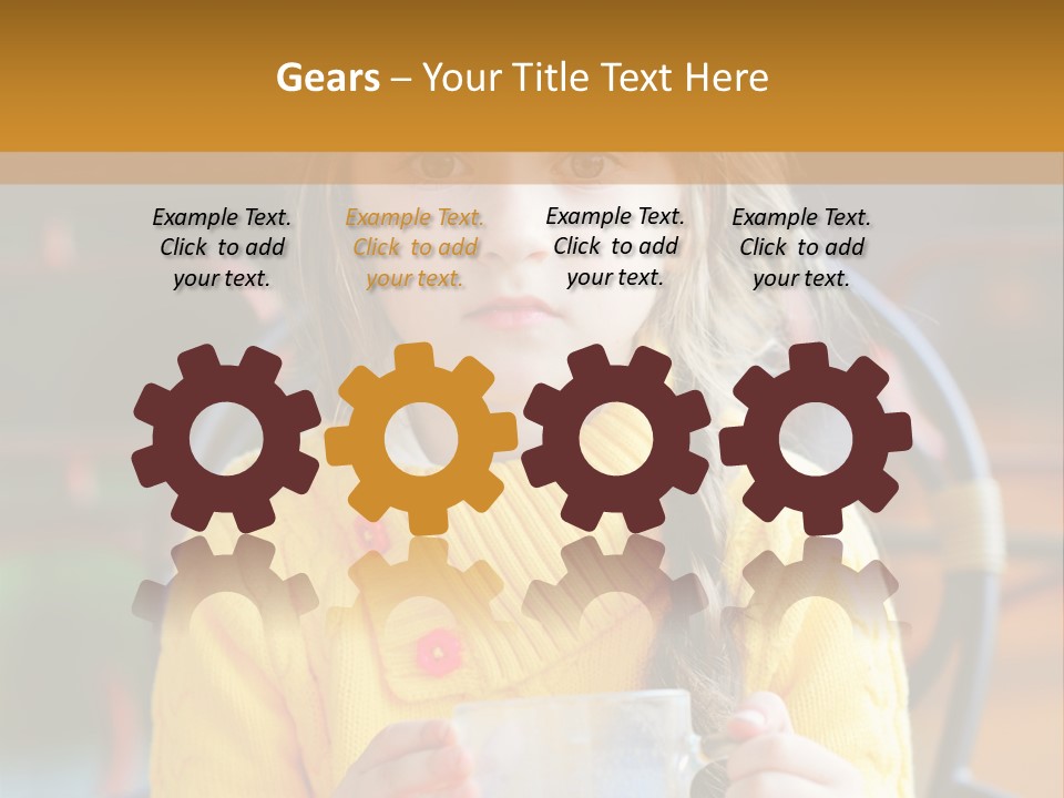 A Little Girl Sitting On A Bench Holding A Cup Of Coffee PowerPoint Template