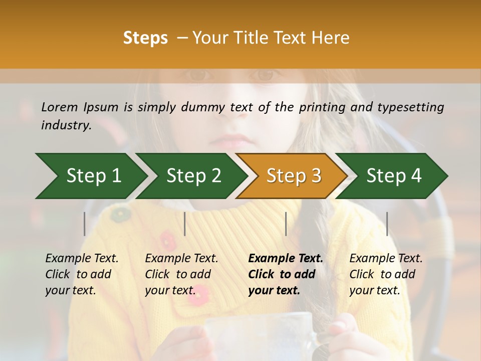 A Little Girl Sitting On A Bench Holding A Cup Of Coffee PowerPoint Template