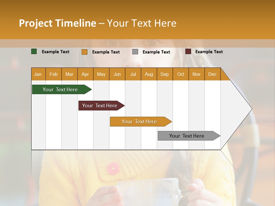 A Little Girl Sitting On A Bench Holding A Cup Of Coffee PowerPoint Template