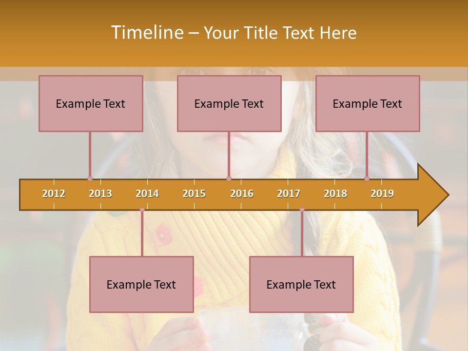 A Little Girl Sitting On A Bench Holding A Cup Of Coffee PowerPoint Template