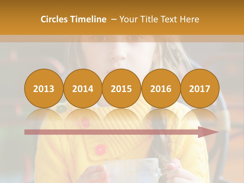 A Little Girl Sitting On A Bench Holding A Cup Of Coffee PowerPoint Template