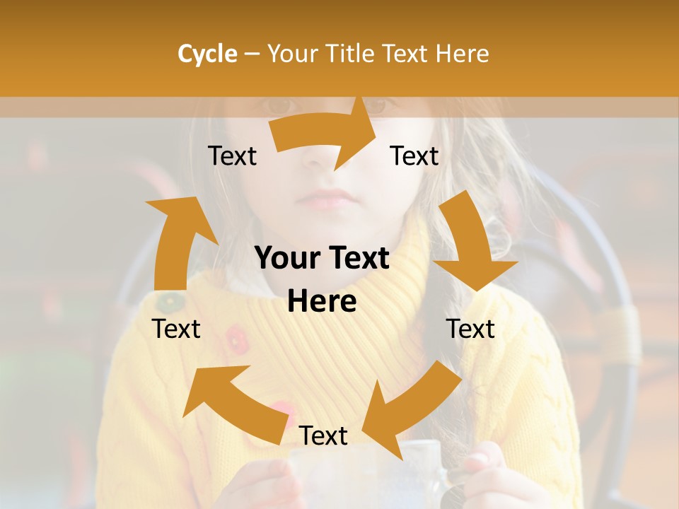 A Little Girl Sitting On A Bench Holding A Cup Of Coffee PowerPoint Template