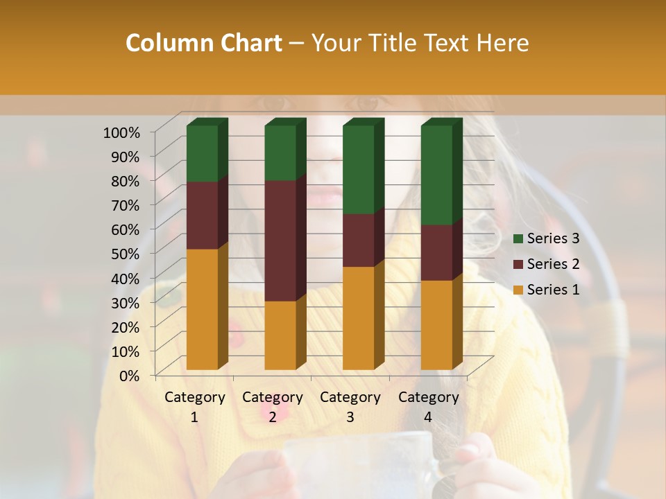 A Little Girl Sitting On A Bench Holding A Cup Of Coffee PowerPoint Template