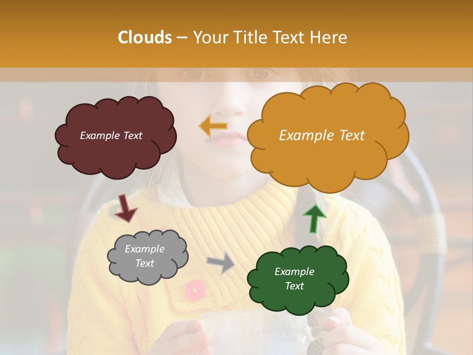 A Little Girl Sitting On A Bench Holding A Cup Of Coffee PowerPoint Template