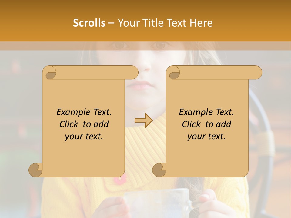 A Little Girl Sitting On A Bench Holding A Cup Of Coffee PowerPoint Template