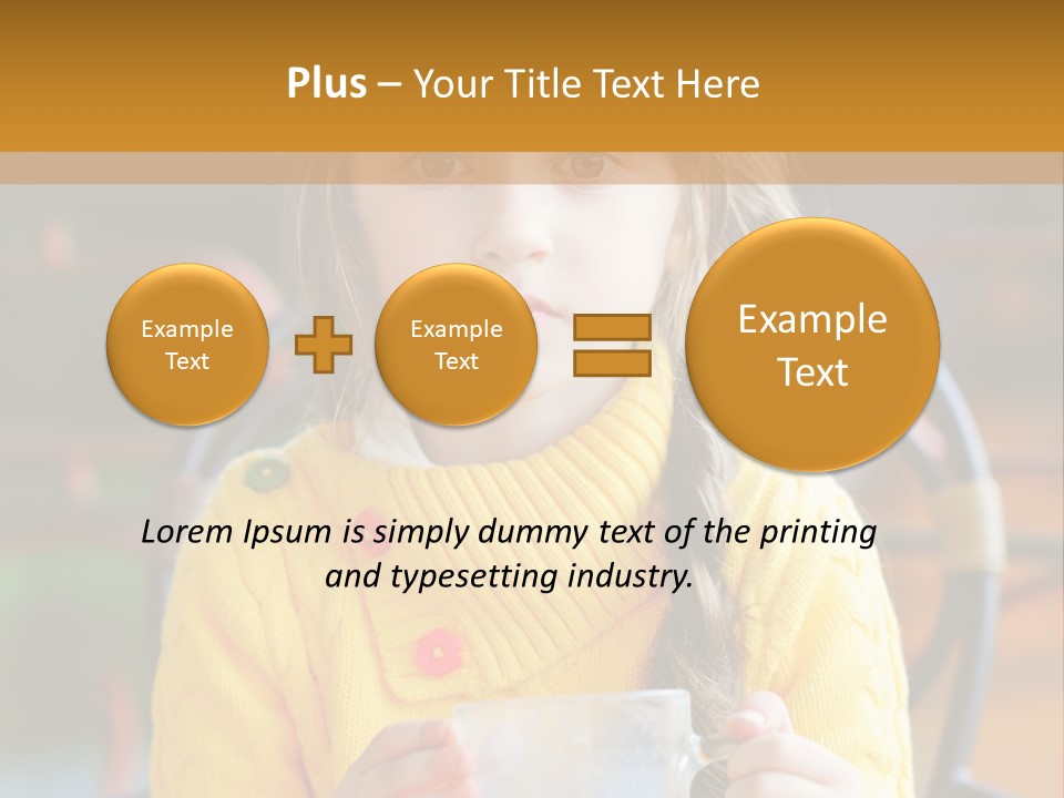 A Little Girl Sitting On A Bench Holding A Cup Of Coffee PowerPoint Template