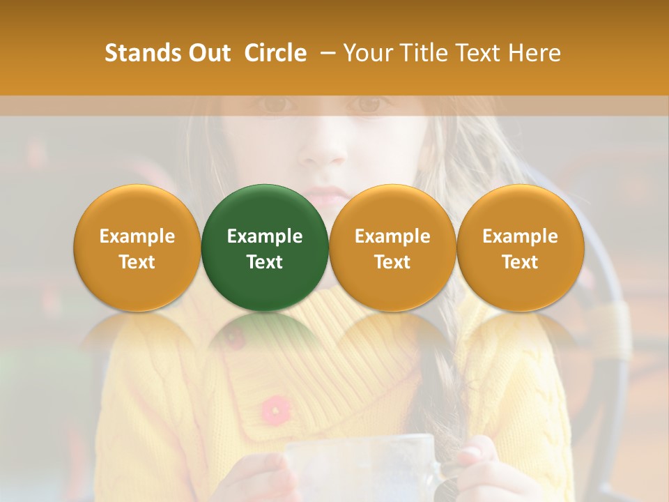 A Little Girl Sitting On A Bench Holding A Cup Of Coffee PowerPoint Template