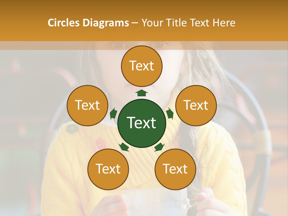 A Little Girl Sitting On A Bench Holding A Cup Of Coffee PowerPoint Template