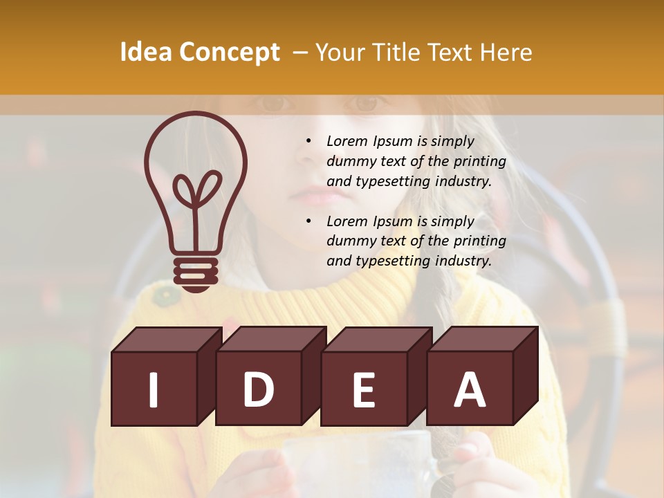 A Little Girl Sitting On A Bench Holding A Cup Of Coffee PowerPoint Template