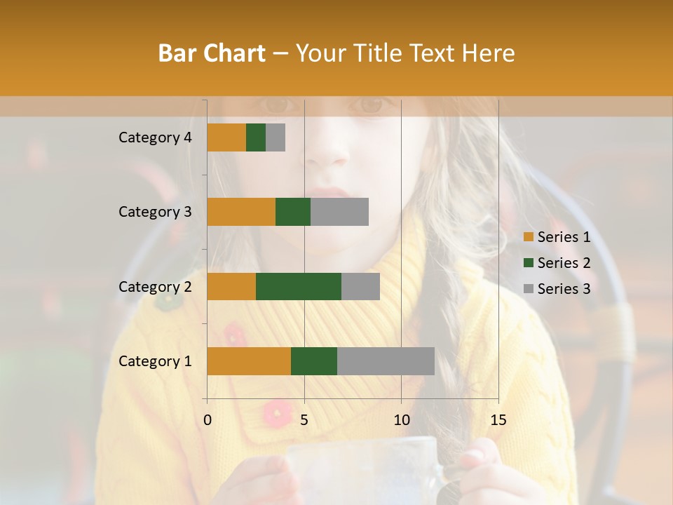 A Little Girl Sitting On A Bench Holding A Cup Of Coffee PowerPoint Template