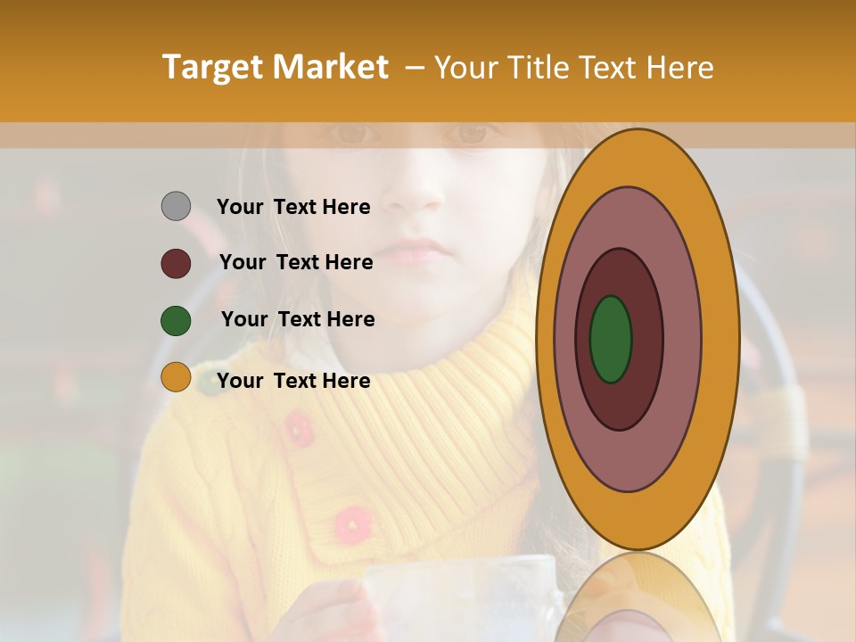 A Little Girl Sitting On A Bench Holding A Cup Of Coffee PowerPoint Template