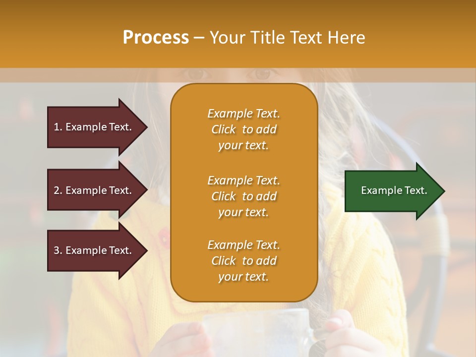 A Little Girl Sitting On A Bench Holding A Cup Of Coffee PowerPoint Template