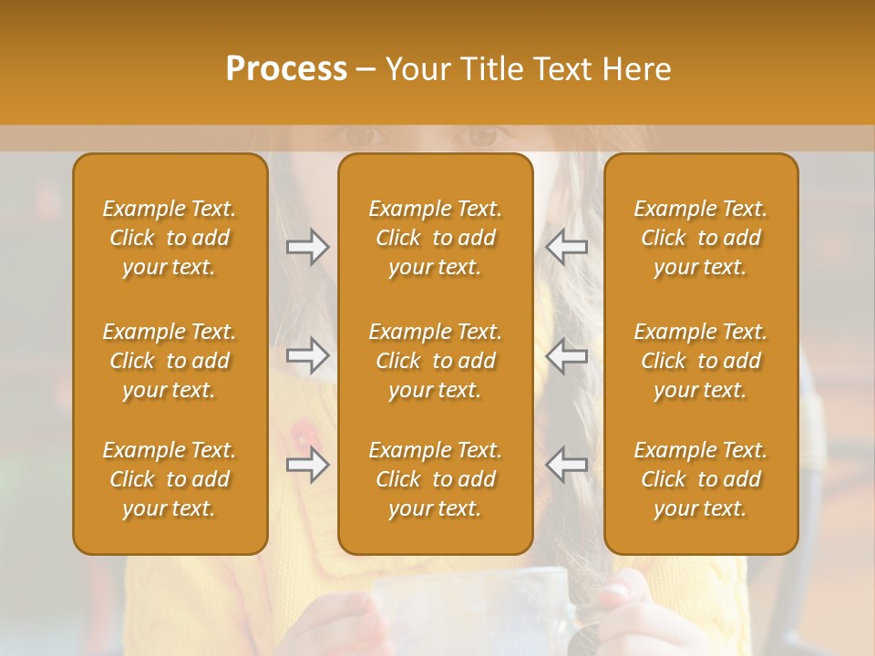 A Little Girl Sitting On A Bench Holding A Cup Of Coffee PowerPoint Template
