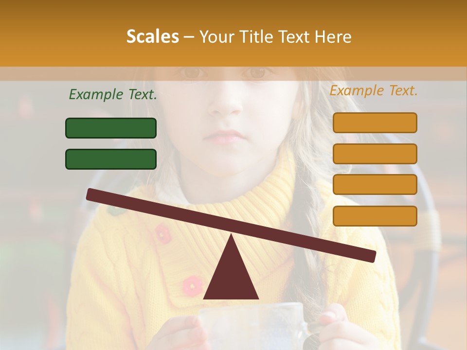 A Little Girl Sitting On A Bench Holding A Cup Of Coffee PowerPoint Template