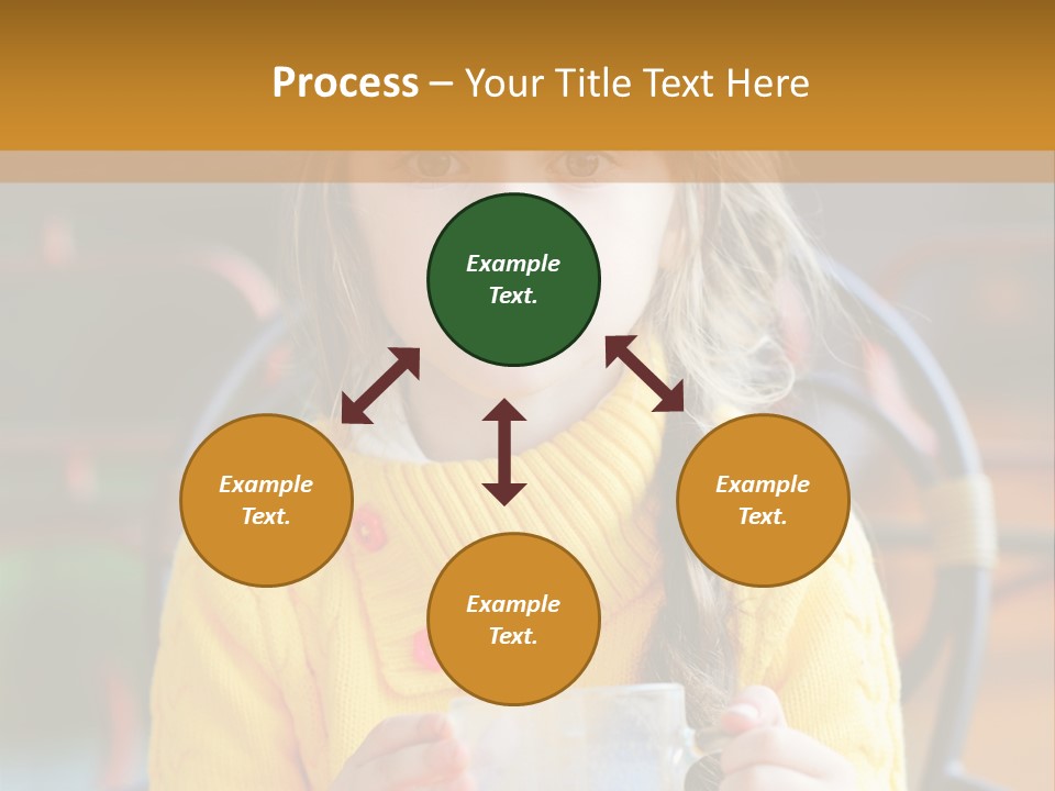 A Little Girl Sitting On A Bench Holding A Cup Of Coffee PowerPoint Template