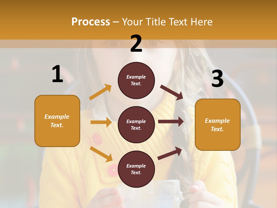 A Little Girl Sitting On A Bench Holding A Cup Of Coffee PowerPoint Template