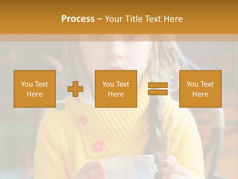 A Little Girl Sitting On A Bench Holding A Cup Of Coffee PowerPoint Template