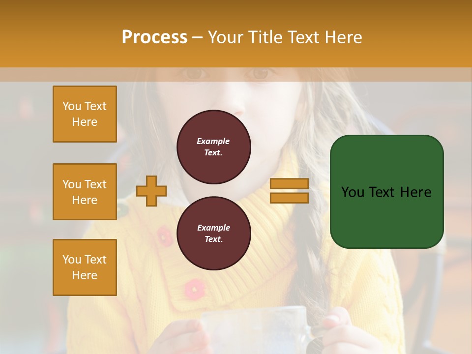 A Little Girl Sitting On A Bench Holding A Cup Of Coffee PowerPoint Template
