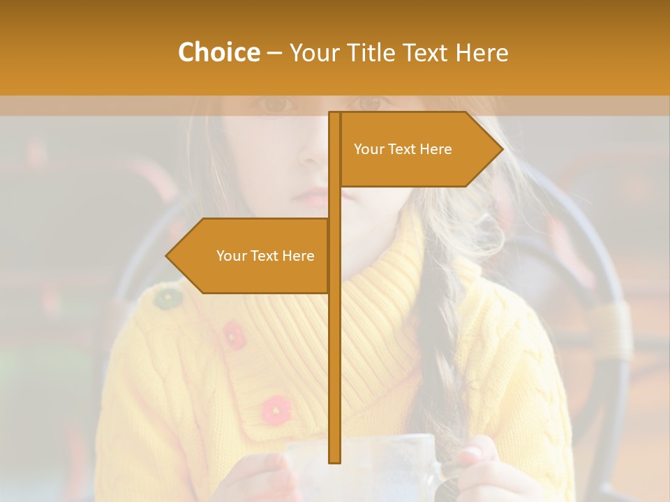 A Little Girl Sitting On A Bench Holding A Cup Of Coffee PowerPoint Template