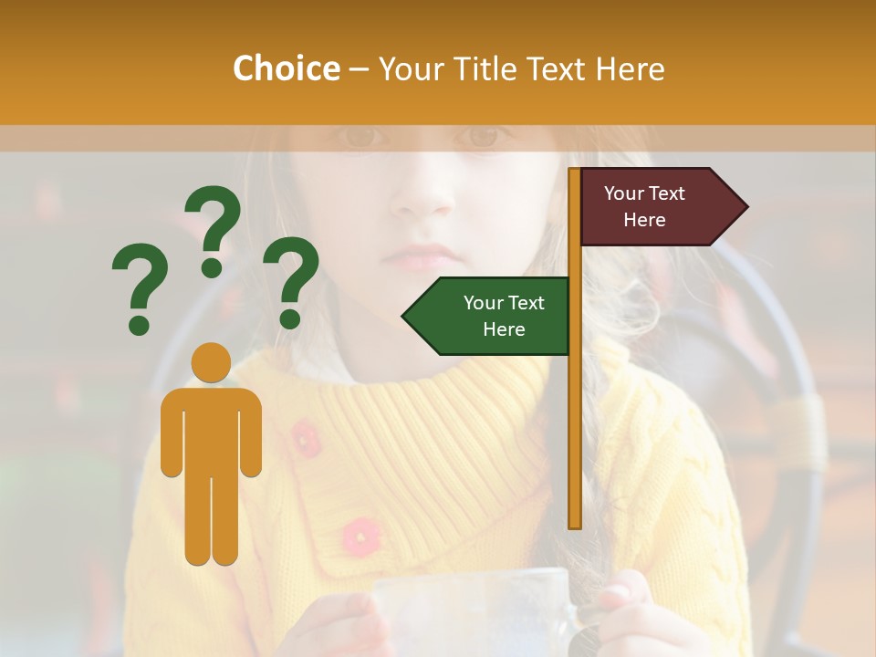 A Little Girl Sitting On A Bench Holding A Cup Of Coffee PowerPoint Template