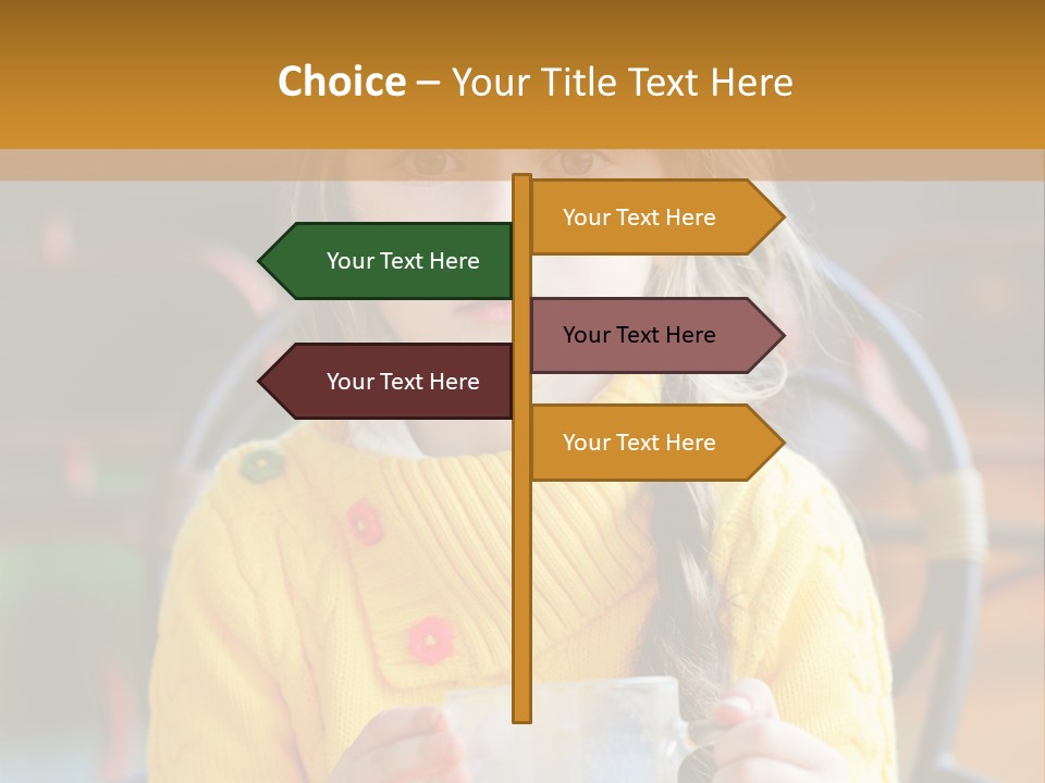 A Little Girl Sitting On A Bench Holding A Cup Of Coffee PowerPoint Template